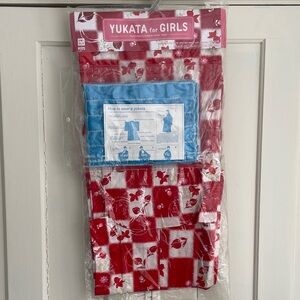 Uniqlo Kids Red and White Floral Yukata One Size BNIB Traditional Japanese Dress